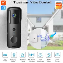 Tuya Smart Video Doorbell Camera 4400mAh Battery1080P WiFi Intercom Door Bell Cam Two-Way Audio with Alexa Echo Show Google Home