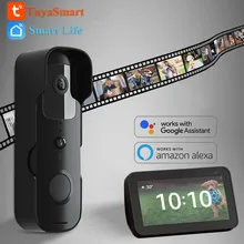 Tuya Smart Video Doorbell Camera 4400mAh Battery1080P WiFi Intercom Door Bell Cam Two-Way Audio with Alexa Echo Show Google Home