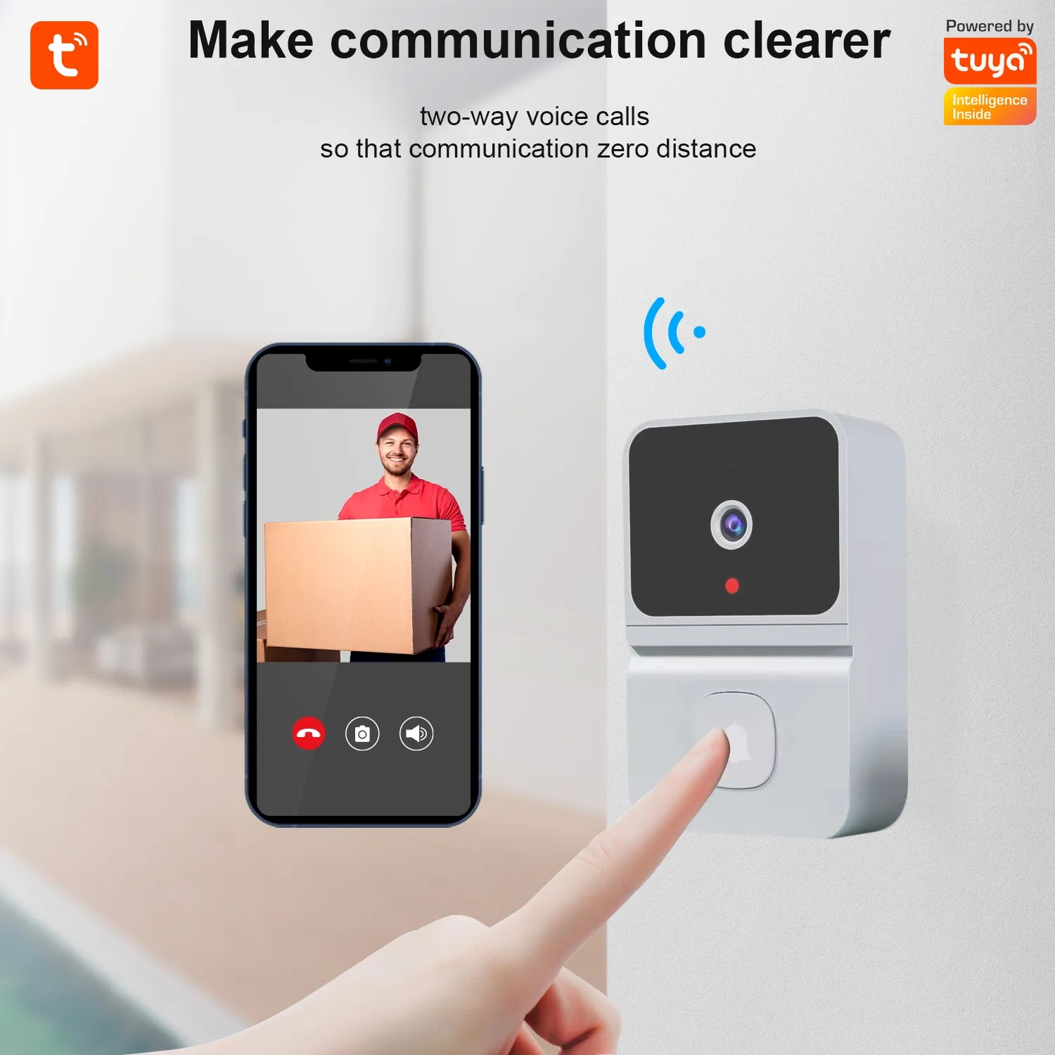 Tuya Video Intercom WIFI doorbell Infrared Night Vision Outdoor Home Security Alarm Camera 480P Monito Wireless button Doorbell